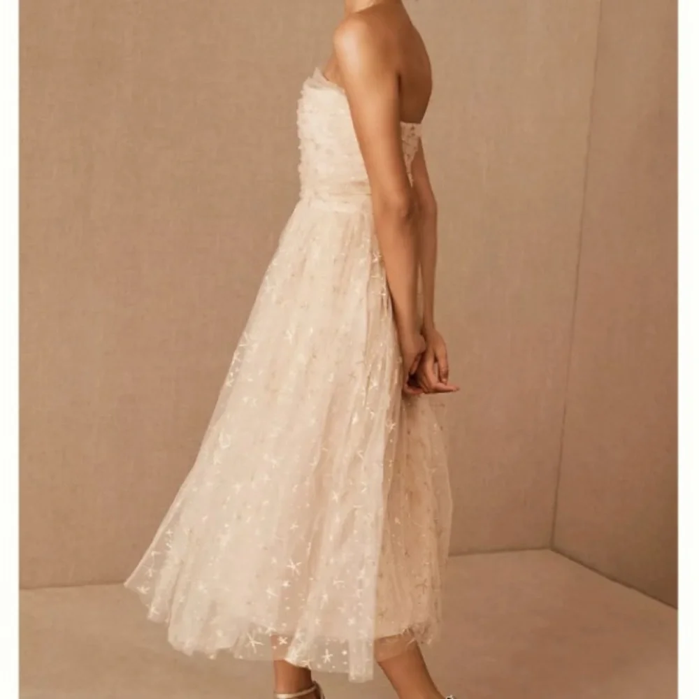 BHLDN Joanna August Rila Ball Gown Tulle Midi Star in Gold Cream Size 2 - Picture 3 of 8